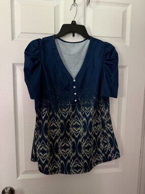 LOMON Puff Short Sleeve Shirt Summer Tops V Neck Casual T Shirts Loose Fit Large